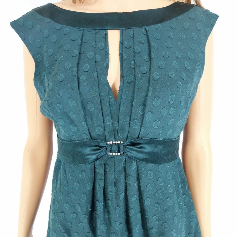 Nanette Lepore Size 8 Blue Silk Cap Sleeves Blouse